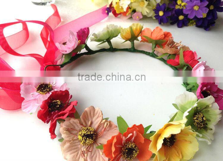 Colorful Flower Head Garland Small Cute Flower 100% Handmade Hawaii Head wreath