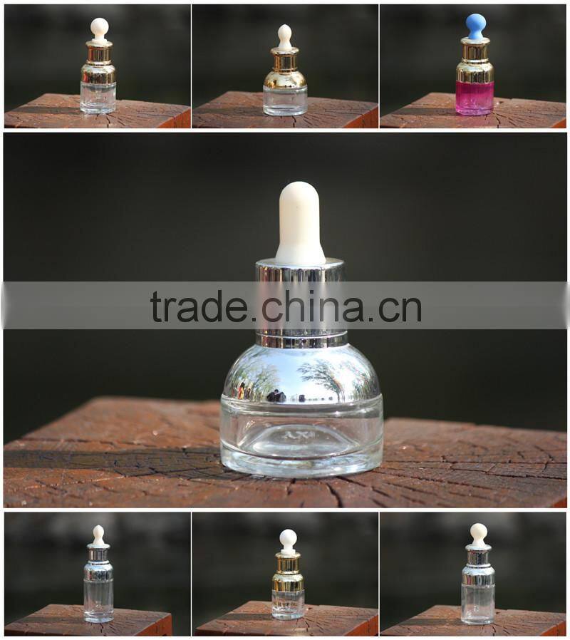 20ml slant shoulder glass liquid foundation bottles with shiny silver lotion pump