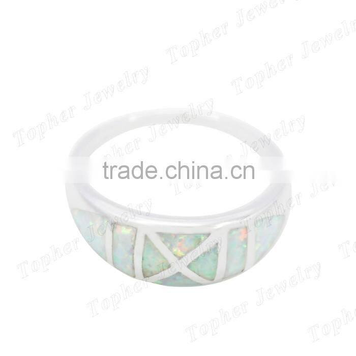 Wholesale Synthetic Opal Rings unisex wirte opal ring