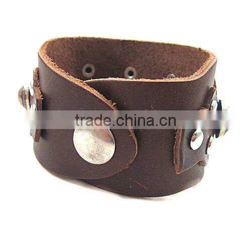 Wide Punk Rivet Fashion Man's Leather Belt Bangle Bracelet