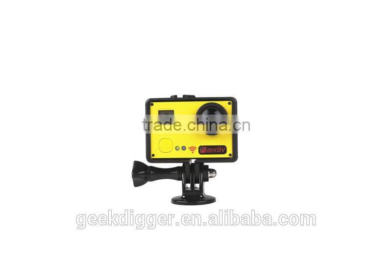 Yellow AMK7000S 4K 2.0" LCD 170 Degree Wide Angle Waterproof Wifi Action Camera with Remote Control Watch