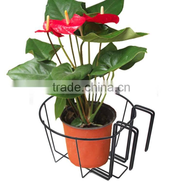 Made in china balck Iron metal wire garden hanging flower pot rack