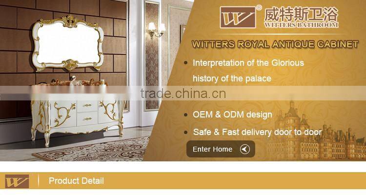 Top fashional custom Ivory white antique bathroom vanity