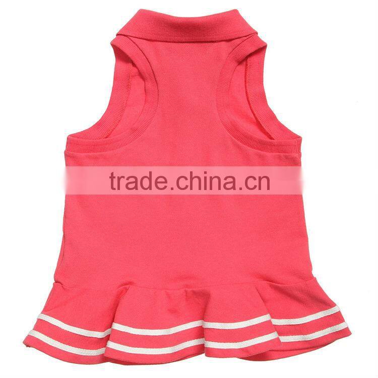wholesales new arrival girl's sleeveless polo shirts of blank red color