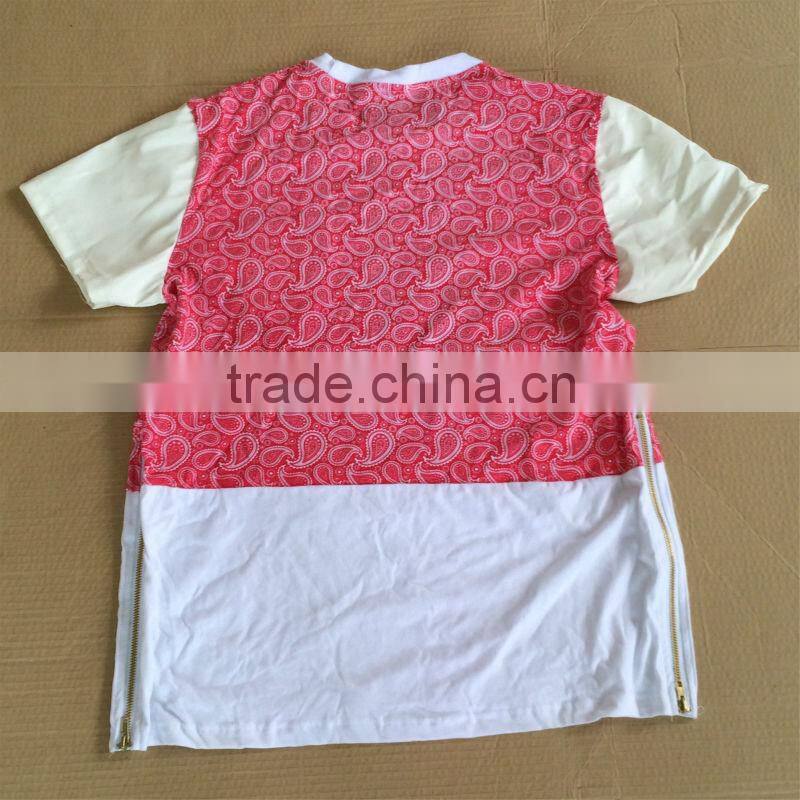 short sleeve print black unisex women men paisley zippers bandana extendo custom paisley zip extendo t shirt tee