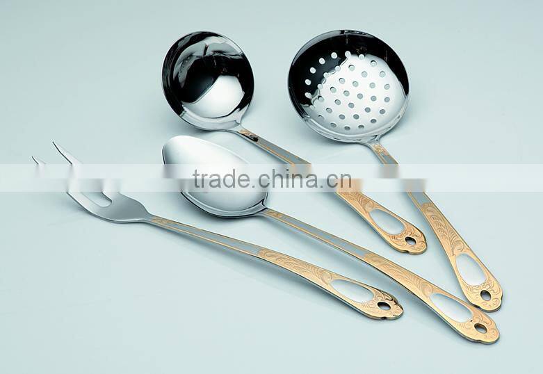 Guangdong 6 pcs Stainless steel Kitchen Utensils with colorful plastic handle