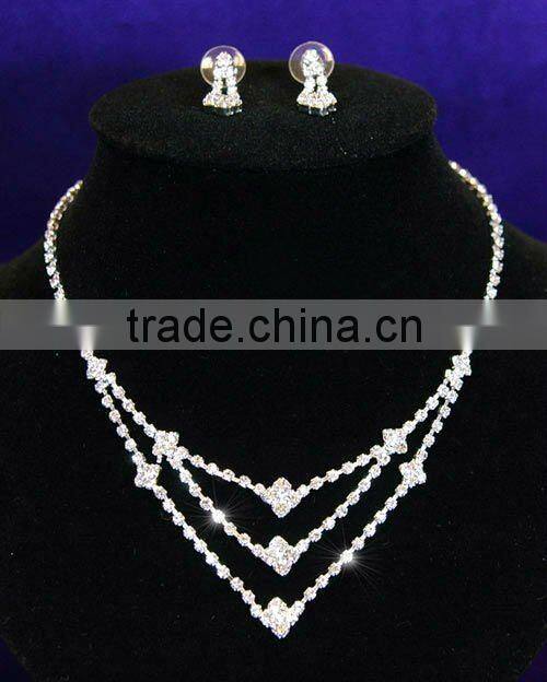 Wedding Bridal Rhinestone Necklace Earrings Set CS1027