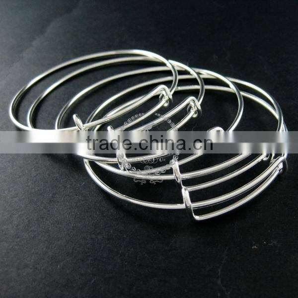 69mm diameter silver plated brass simple wiring bracelet for beading 1900099
