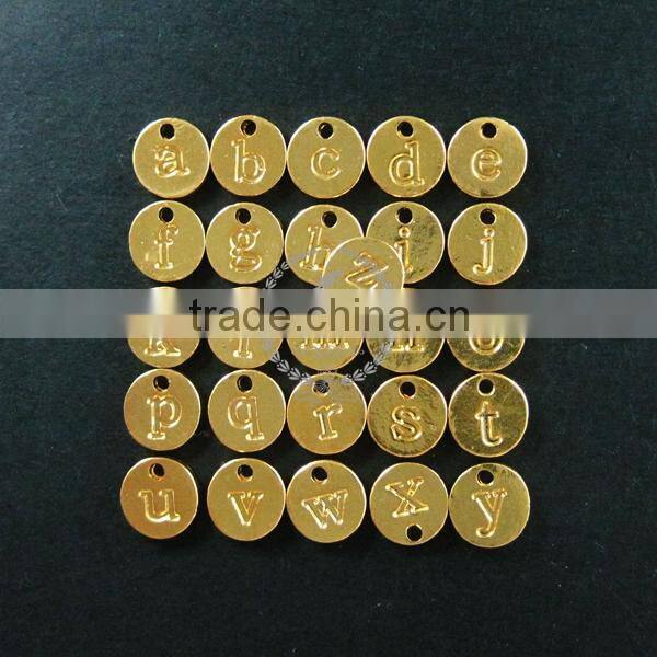 10mm gold plated alloy 26 round alphabet letter pendant charm DIY supplies 1850216