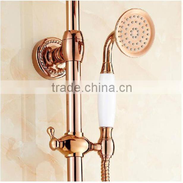 guangdong gold shower mixer faucet, full brass shower tap, big head shower hot and cold water
