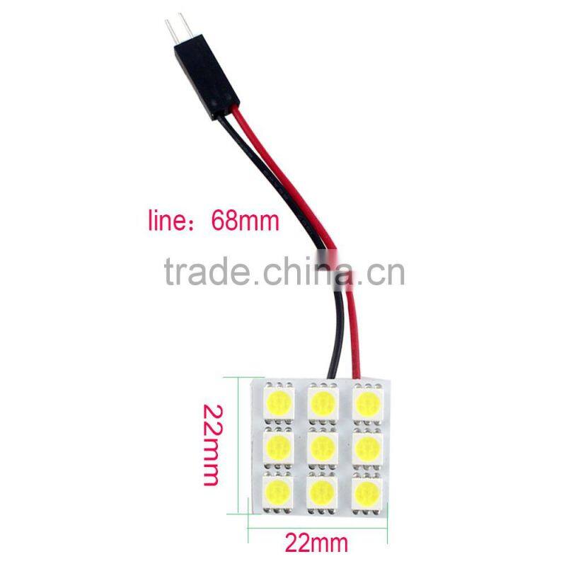 T10 Ba9s Festoon with 3 Adapters 9SMD 5050 9 smd led 3 Chips Car panel roof reading light Bulb Lamps lights white