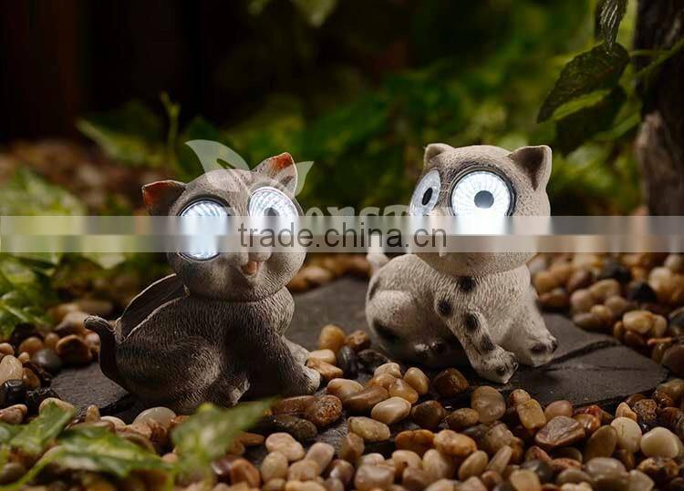 Hottest Resin Statue Solar Led Light With Cat Outdoor Decoration