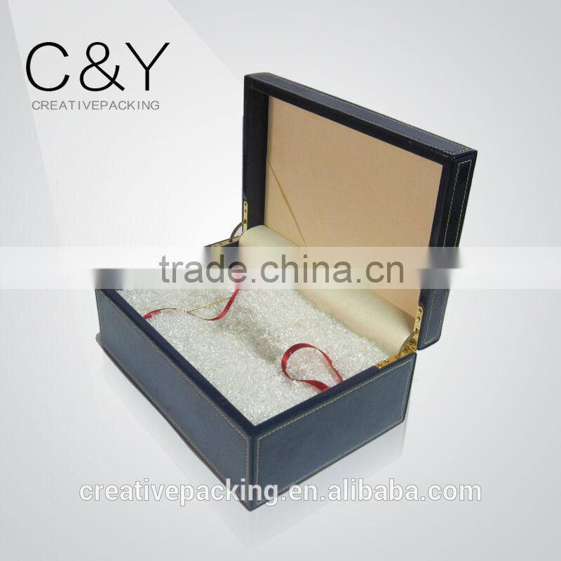 Antique briefcase style leather glass gift box for wholesales