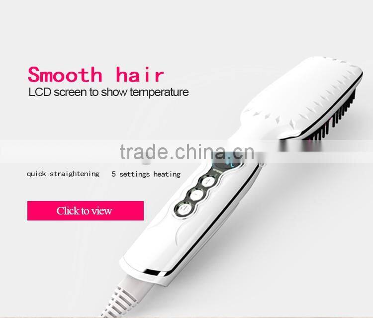 Five grade temprature control hair straightening brush professional