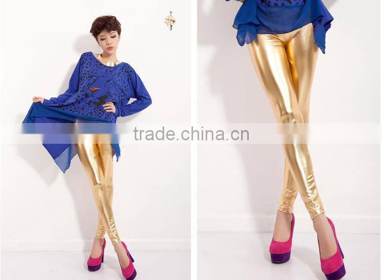 Wholesale Fashion Young Girls Hot Sexy Stretch Leggings Pants Tights Gold Silver Black Blue
