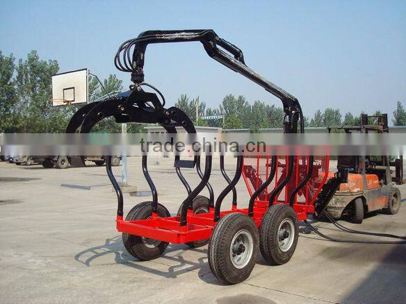 timber wood trailer with Crane