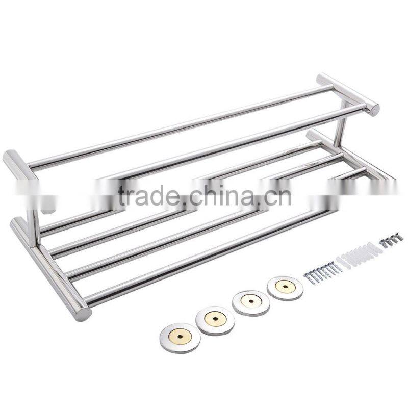 Wall Mounted Towel Rack Bathroom Hotel Rail Holder Storage Shelf Stainless Steel