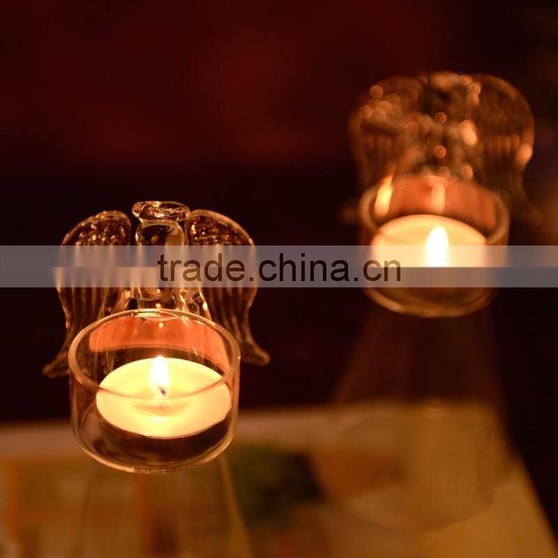 Angel wing glass candle holder
