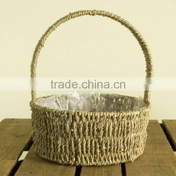 Cheap wholesale small size plant & storage used seagrass basket