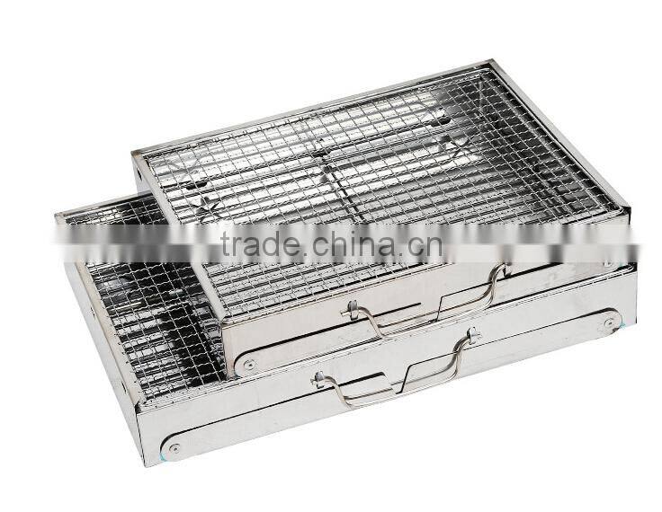 BBQ grill white stainless steel family use easy to take outdoor