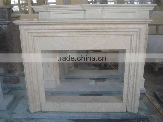 Yellow marble fireplace