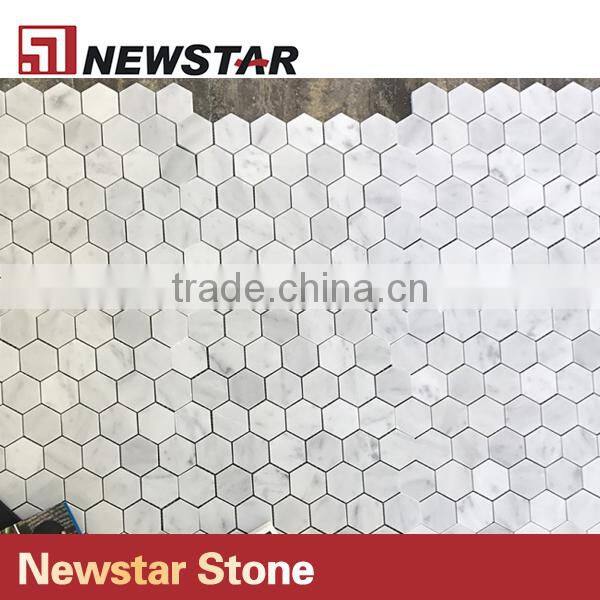 Newstar White Marble Hexagon Tile Designs Bianco Bathroom Floor Mosaic