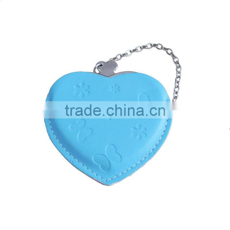 Hot Sublimation Sell Heart Hand Mirror with Leather Case