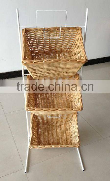 Cheap Wicker Magzine display rack basket