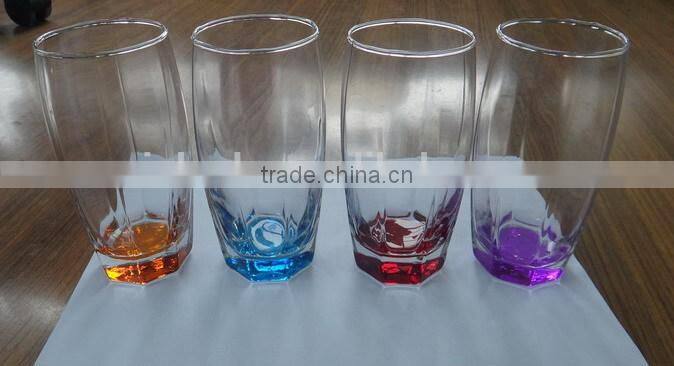 6pcs drinking water glass with colors on bottom