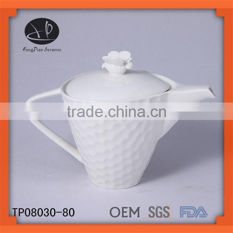 White ceramic tea pot set tea maker enamel teapot with decal,Teapot & Lid