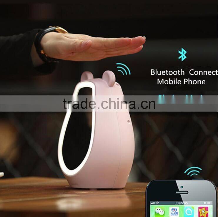 Simple Fashion Multi-functional Cute Bear Desk Clock With Mirror/LED Back Light/Bluetooth Speaker/Temperature Digital Clock