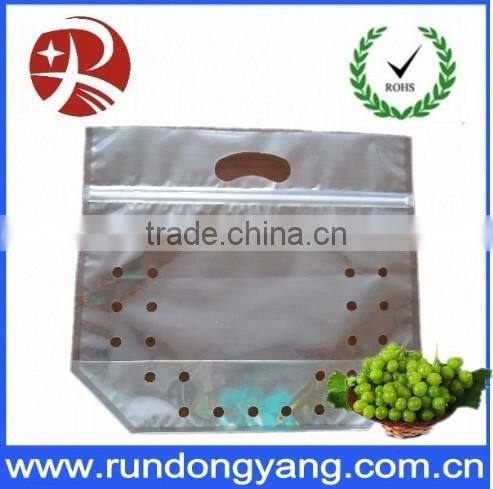plastic slider zip lock zipper fruit bag with handle and air holes