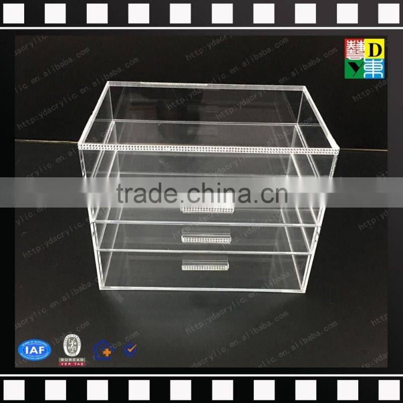 2016 HIGH TRANSPARENT ACRYLIC MAKEUP ORGANIZER 4 COMPARTMENTS WITH LIPSTICK HOLDER