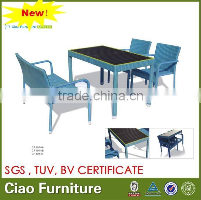 OUTDOOR PS WOOD TOP TABLE CHAIRS
