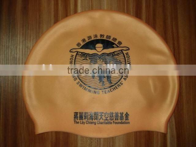 Funny cartoon fish and wave design silicone children swimming cap