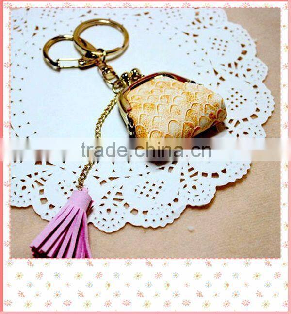 Purse design Tassel Leather Keyring