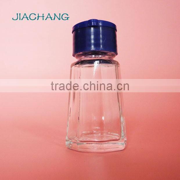 tiny vial glass table condiment holder with plastic hole dispenser lid