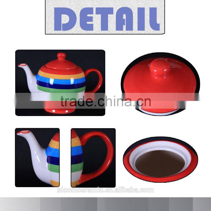Wholesale colorful stripe ceramic tea pot