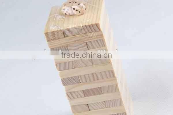 48PC Wooden /Stack Game With Three Dice Building Block/Board Game