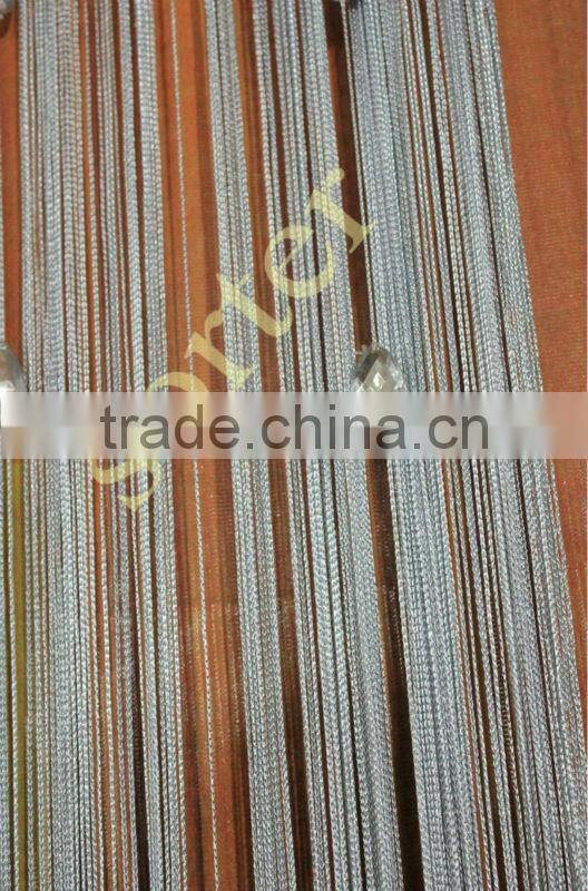 silver string curtains with beads