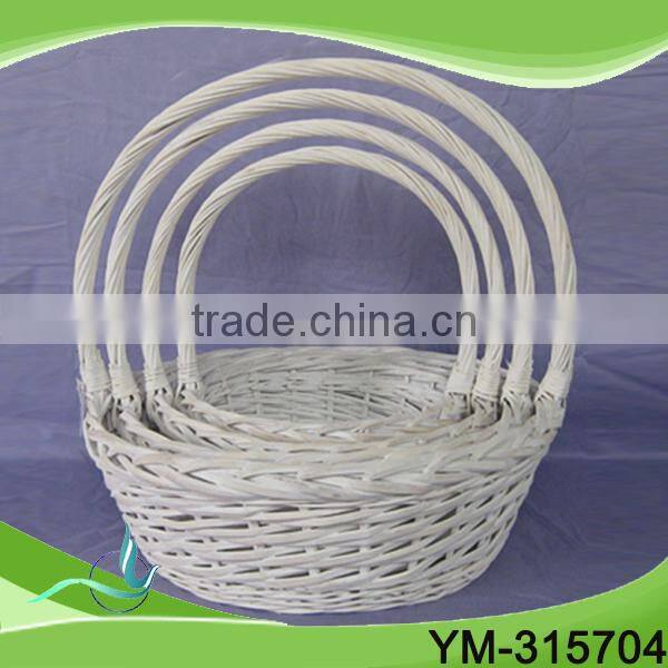 Children basket wicker craft with decoration