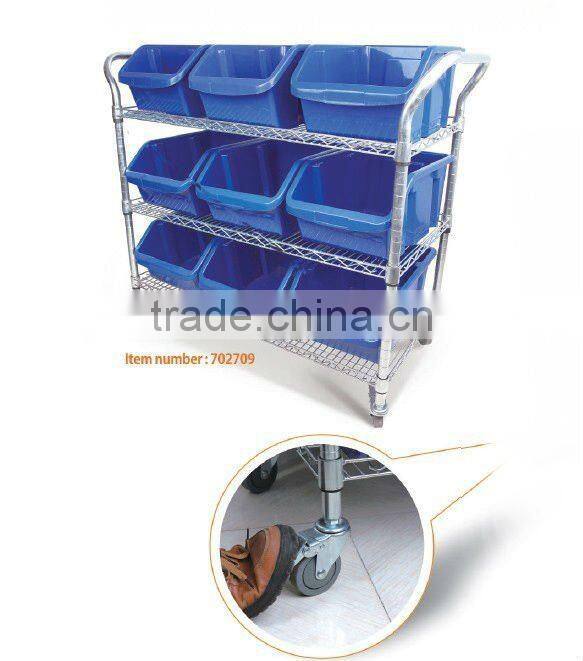 9 pcs bins with wire shelving cart (702709)