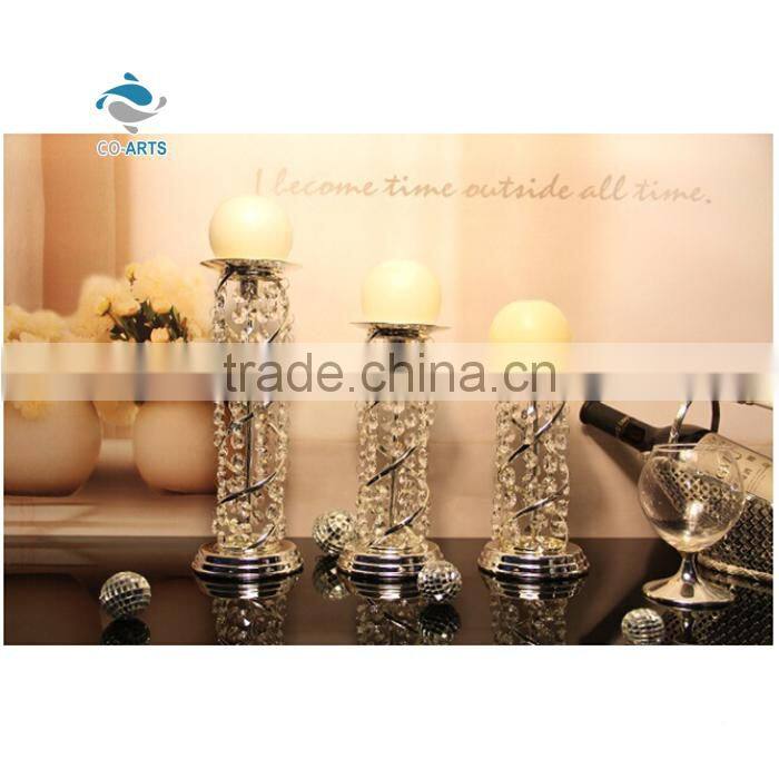Fashionable string flowers design crystal decoration wedding candlestick