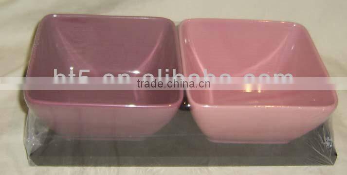 Set of 2 customized ceramic square snack plate,snack tray