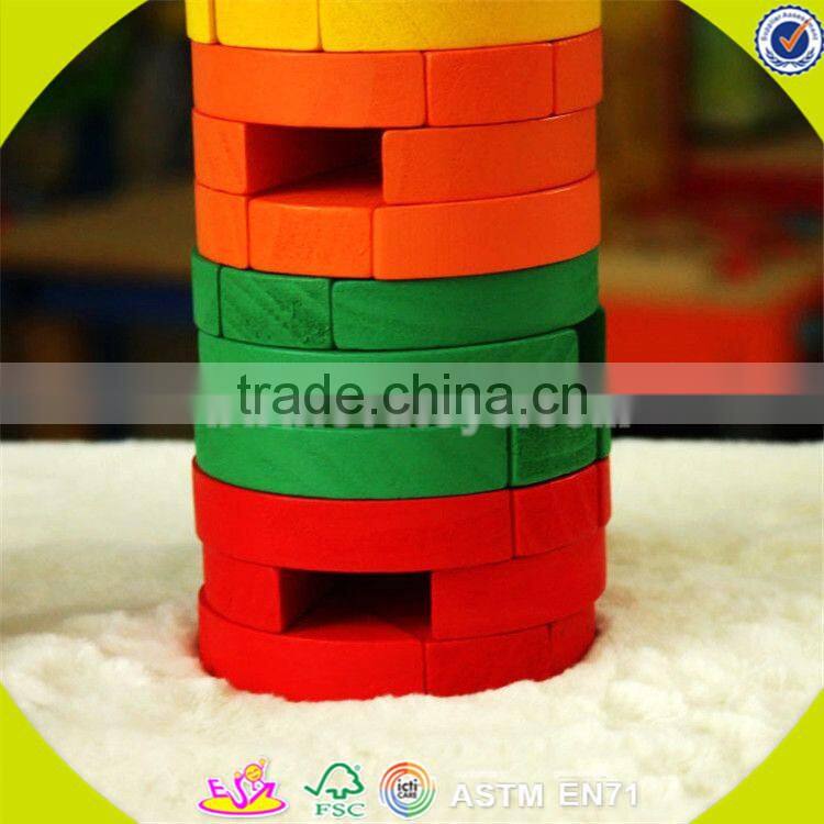 wholesale colorful baby stacking blocks wooden promotional bricks toy top fashion wooden baby stacking blocks toy W13D119