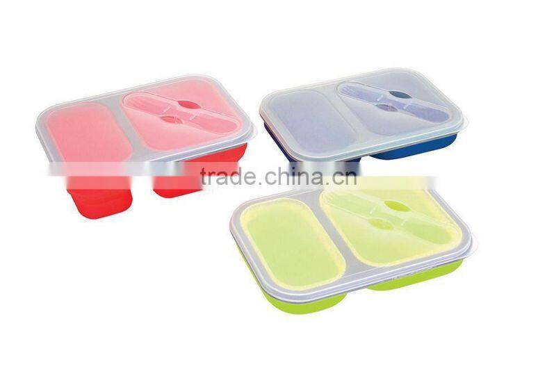 The Large Size Silicone Pack Away Lunch Box Folds Flat