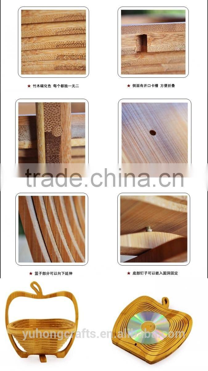 100% Bamboo Made Apple Shape Folding Fruit Basket