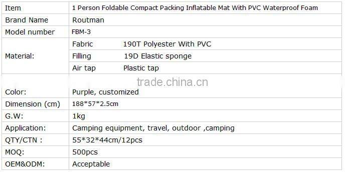 Self Inflating Camping Hiking Picnic Sleeping Mat with Pillow