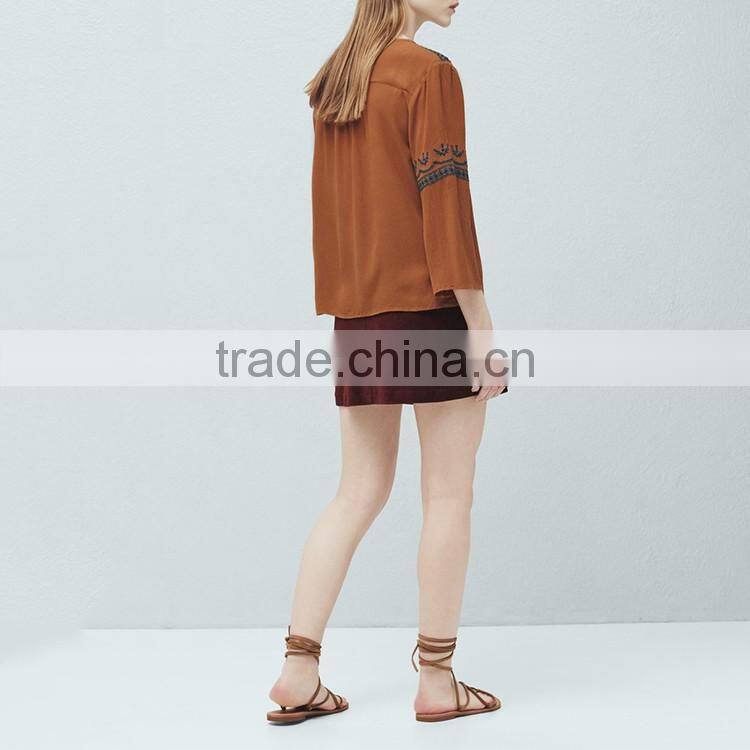 2017 Latest fashion design clothing ladies chiffon long sleeve blouse