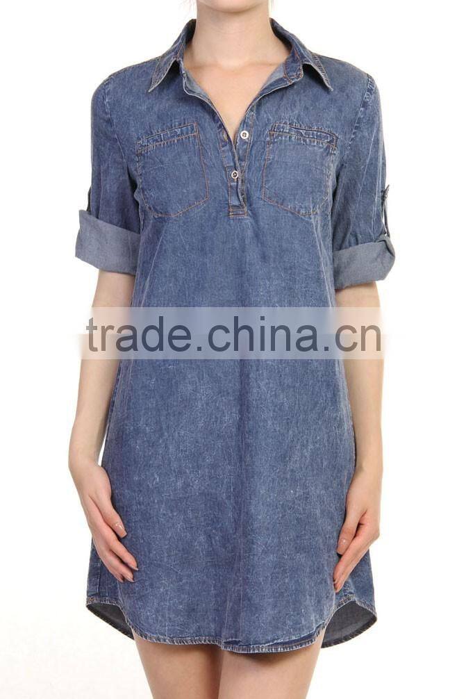 OEM/ODM european fashion women blue denim dresses
